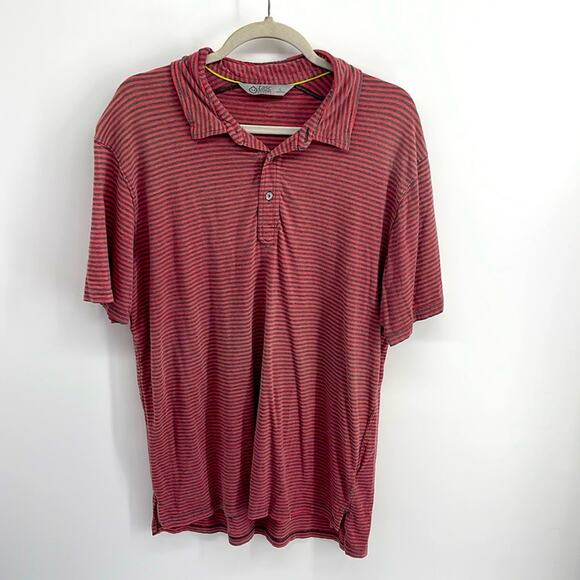 TASC Performance bamboo striped short sleeve polo shirt sz L - Picture 1 of 7